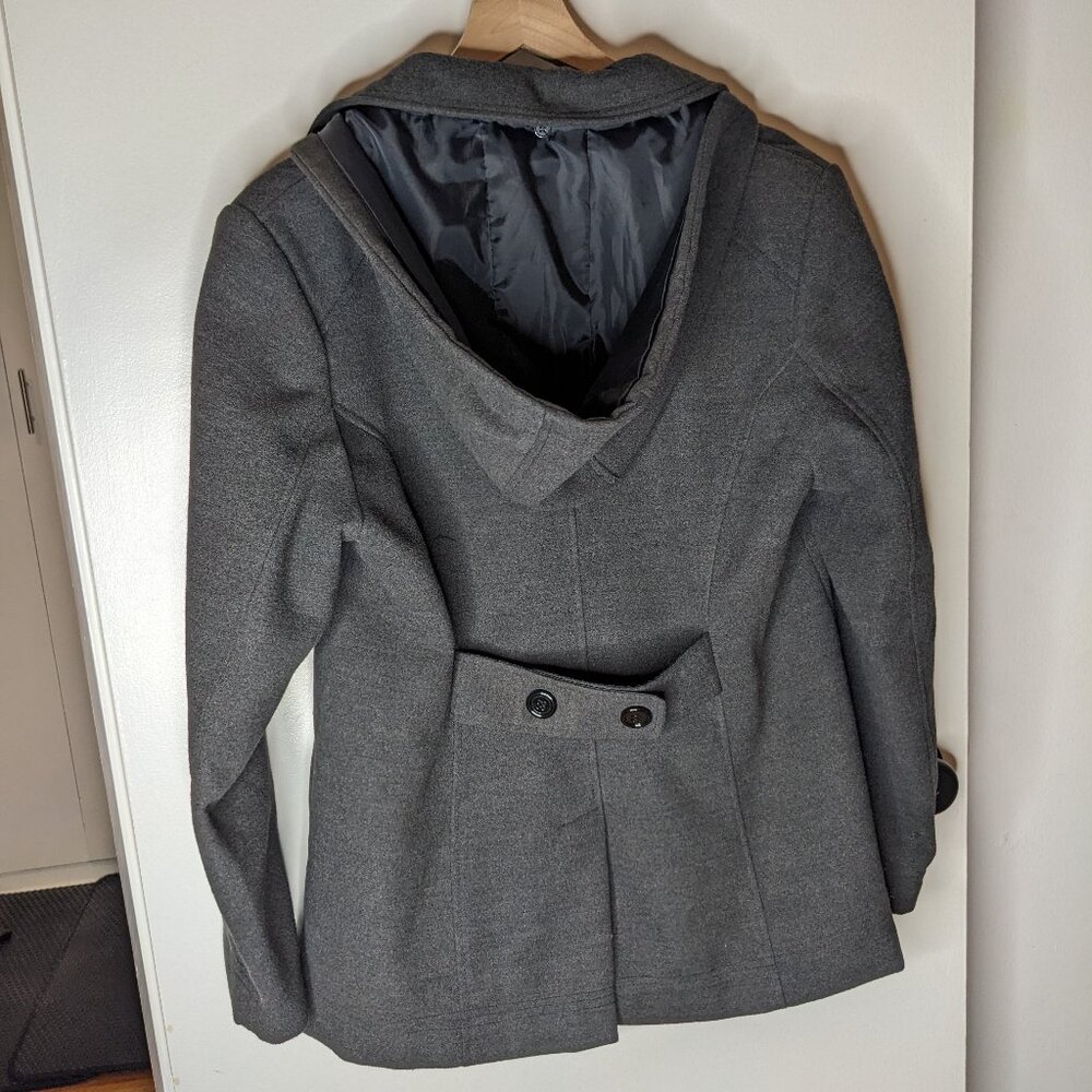 1 Madison Gray Grey Peacoat Pockets Detachable Hood Size Large Classic Outdoor - Picture 3 of 10